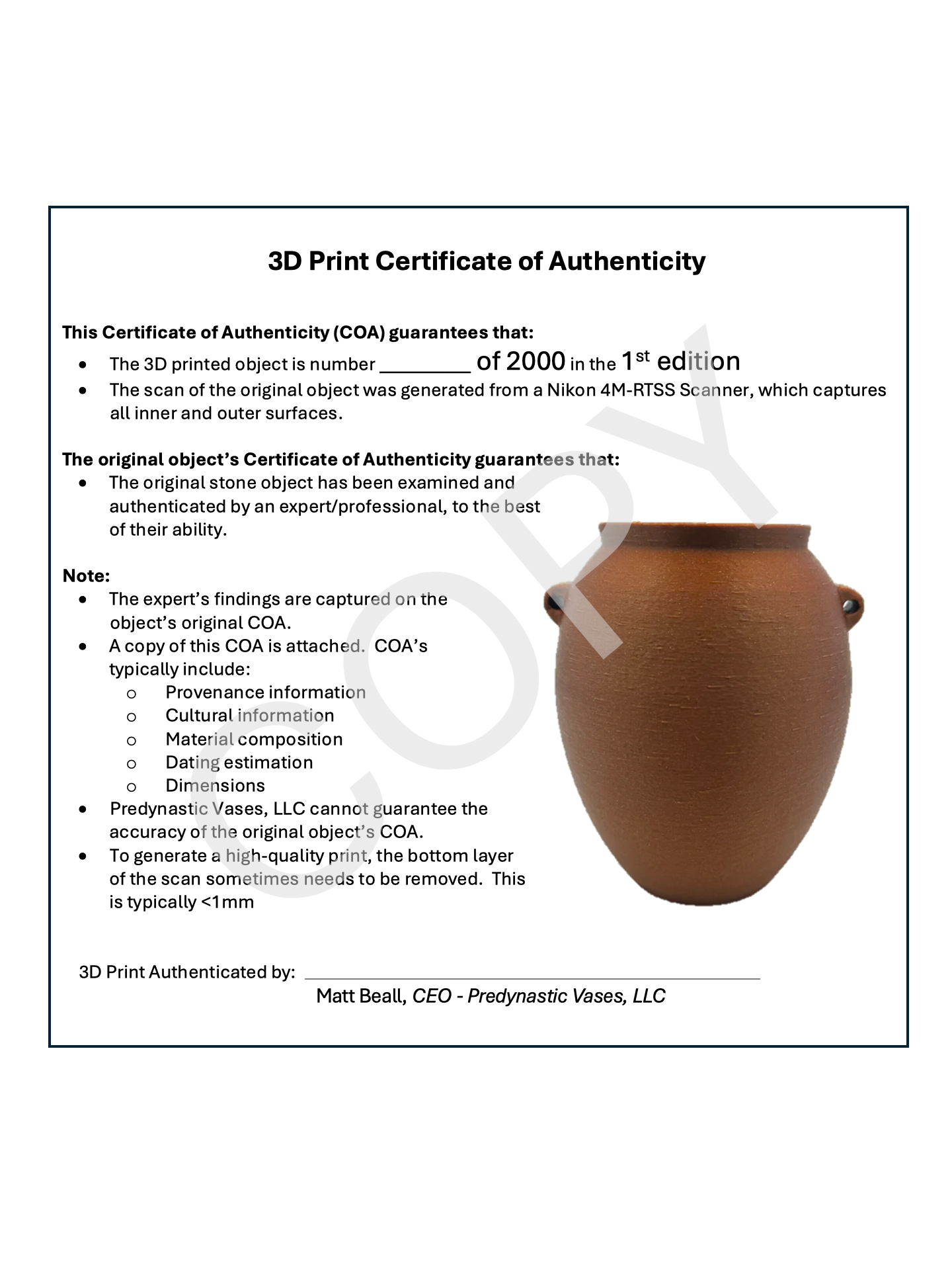 Thin Walled Red Granite Vase (Precision)